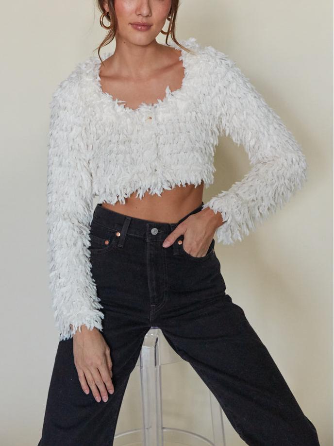Cropped Fringe Cardigan