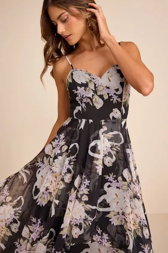 Breigh Black Floral Sleeveless Maxi Dress