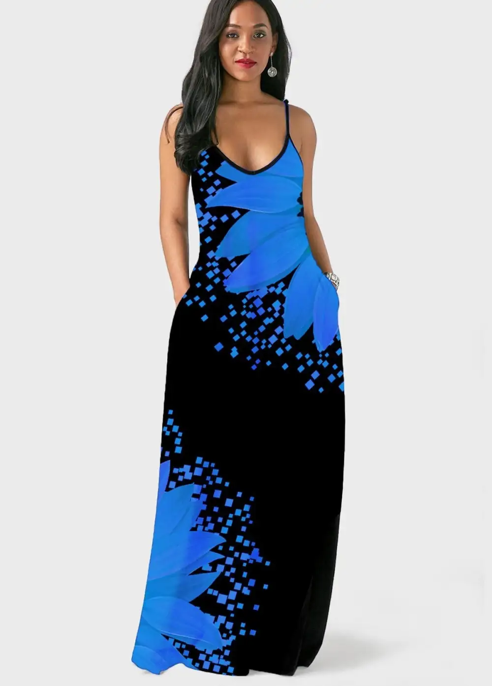 2023Women's Long Sleeveless V Neck Dress