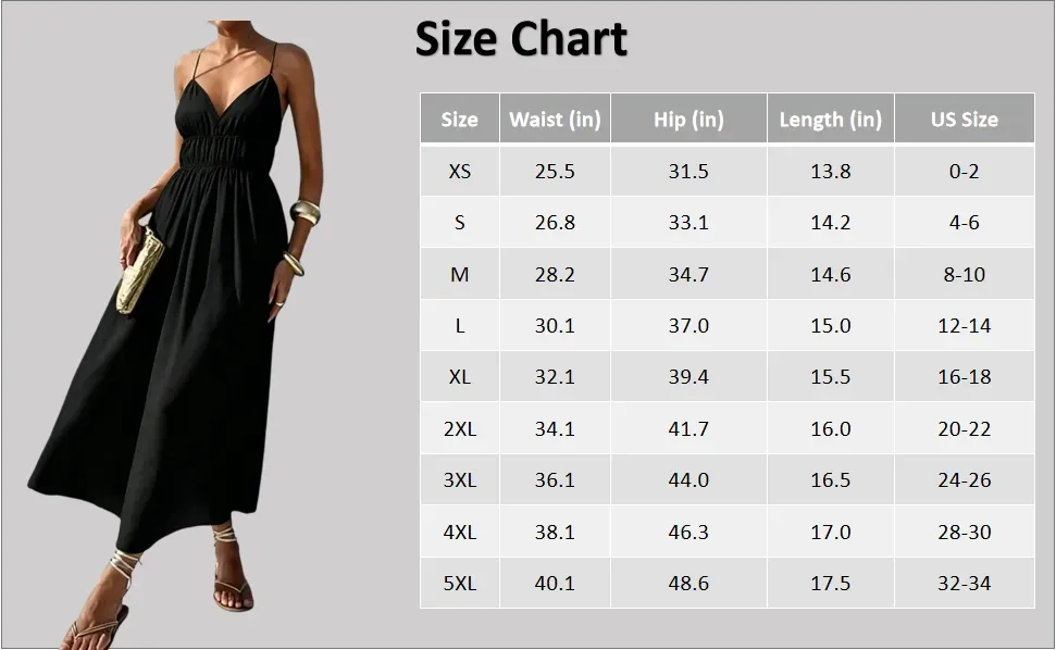 Women's Deep V-Neck Sleeveless Spaghetti Strap Ruched Flowy Maxi Sundress