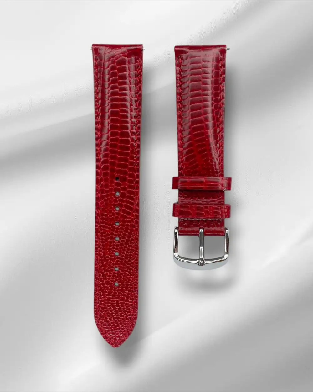 Classic Lizard Embossed Tang Buckle Full Grain Leather Watch Strap