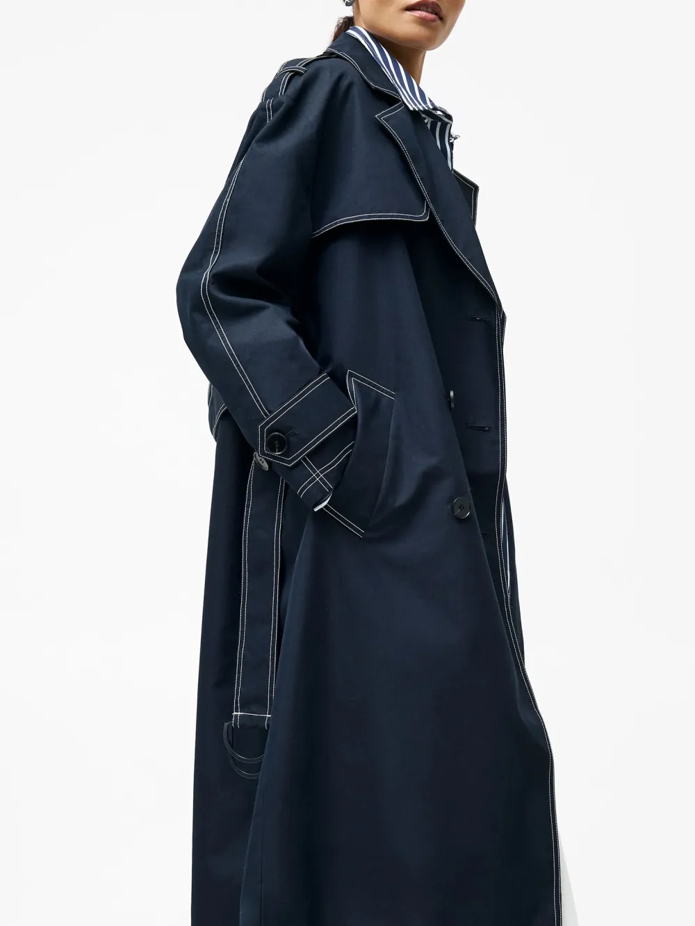 Long Waist Denim Lapel Jacket