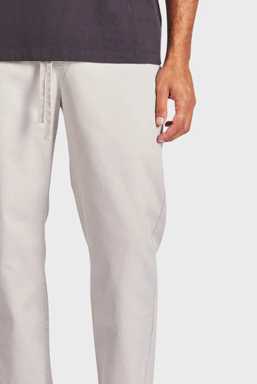 Ice Grey Elastic Waist Slim Chino Pant