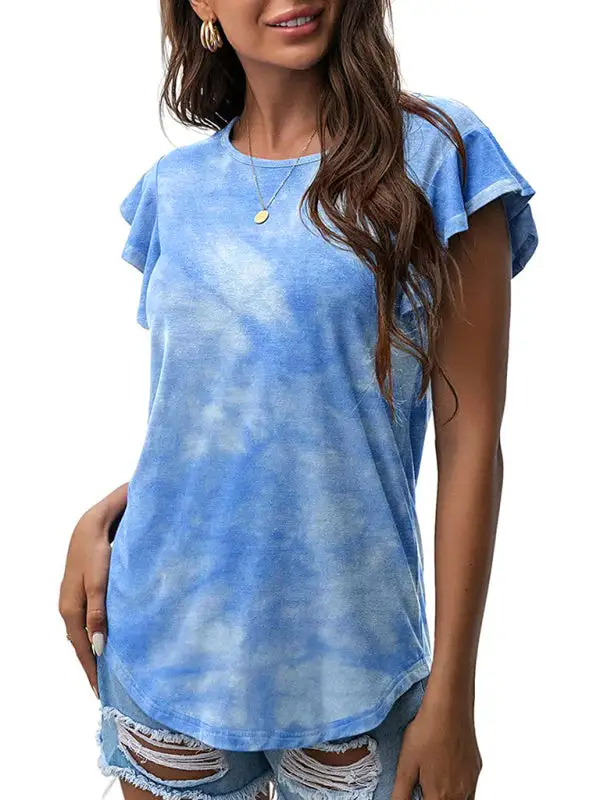 Simple Round-Neck Collared Short-Sleeve Knit T-Shirt