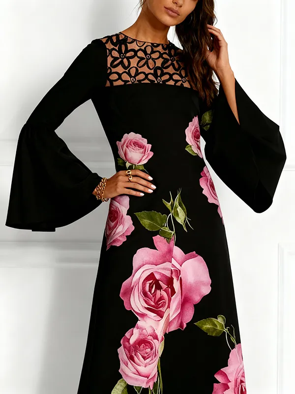 Flared Long Neck Maxi Dress