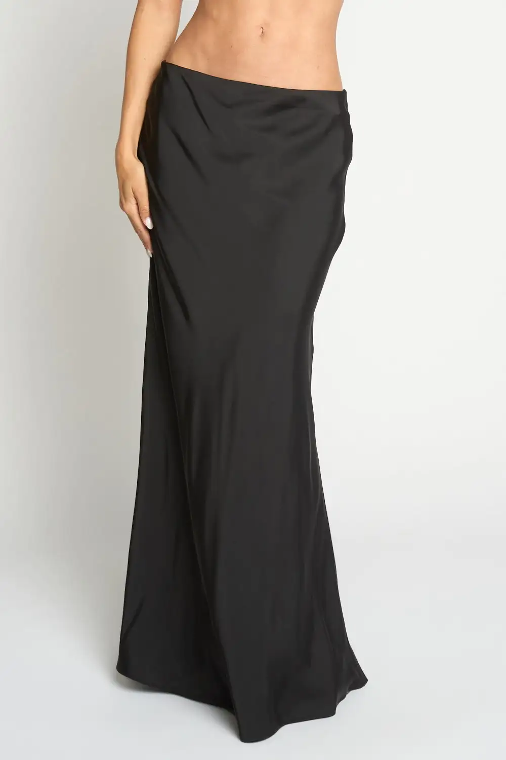 Dull Satin Bias Maxi Skirt