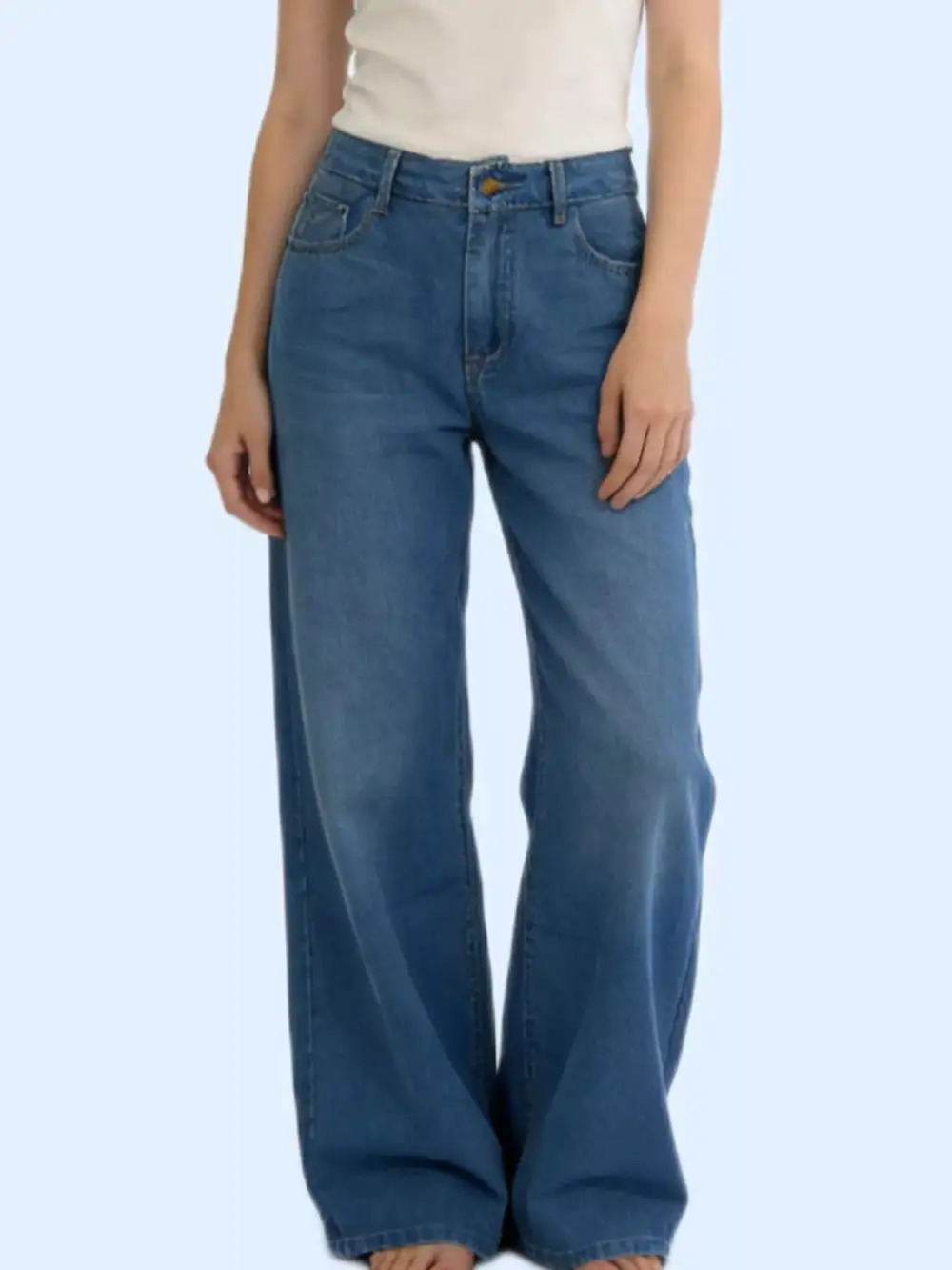 Everyday Wide Leg Washed Denim Jeans