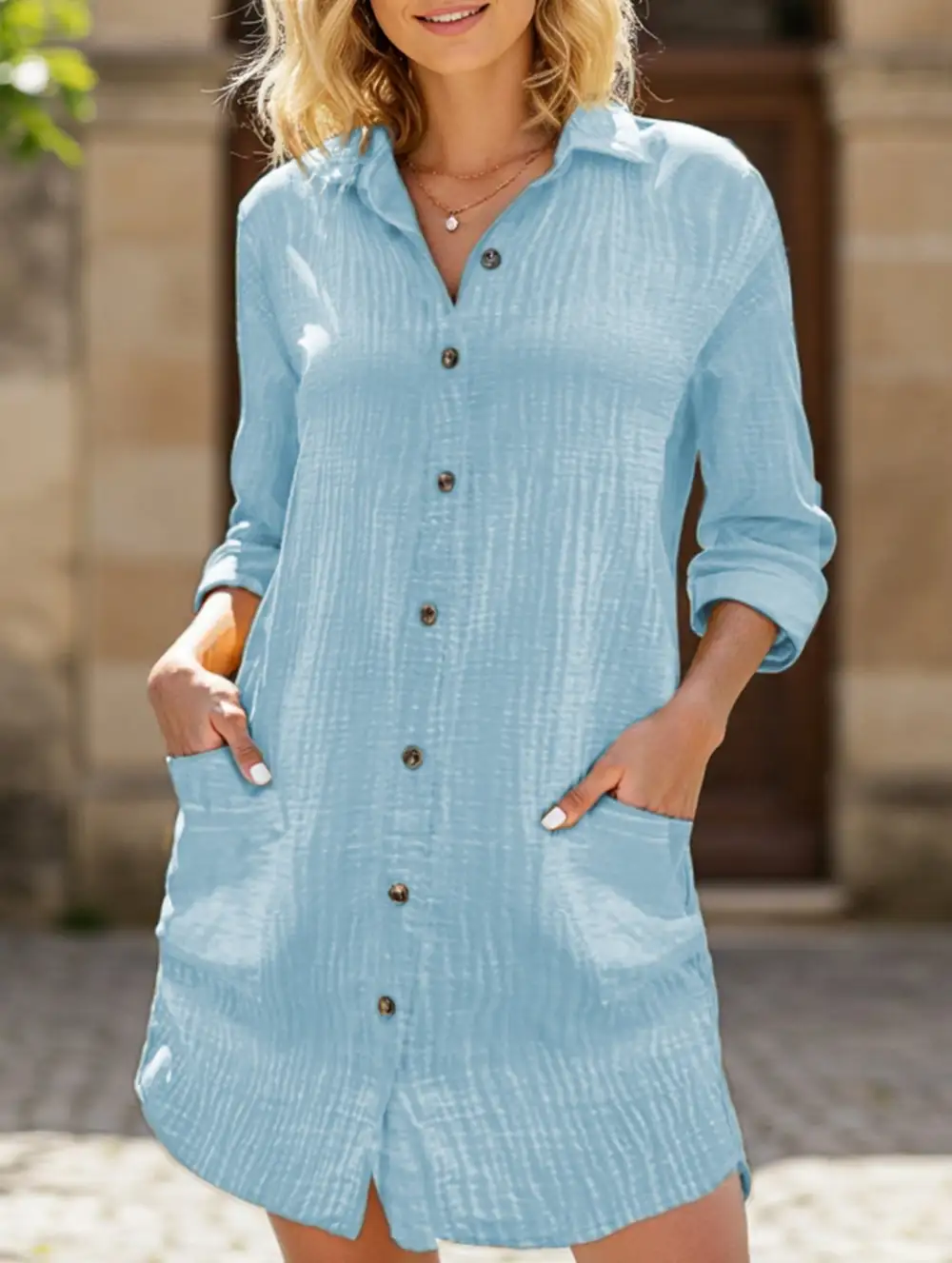 Loose Waist Top Shirt Dress