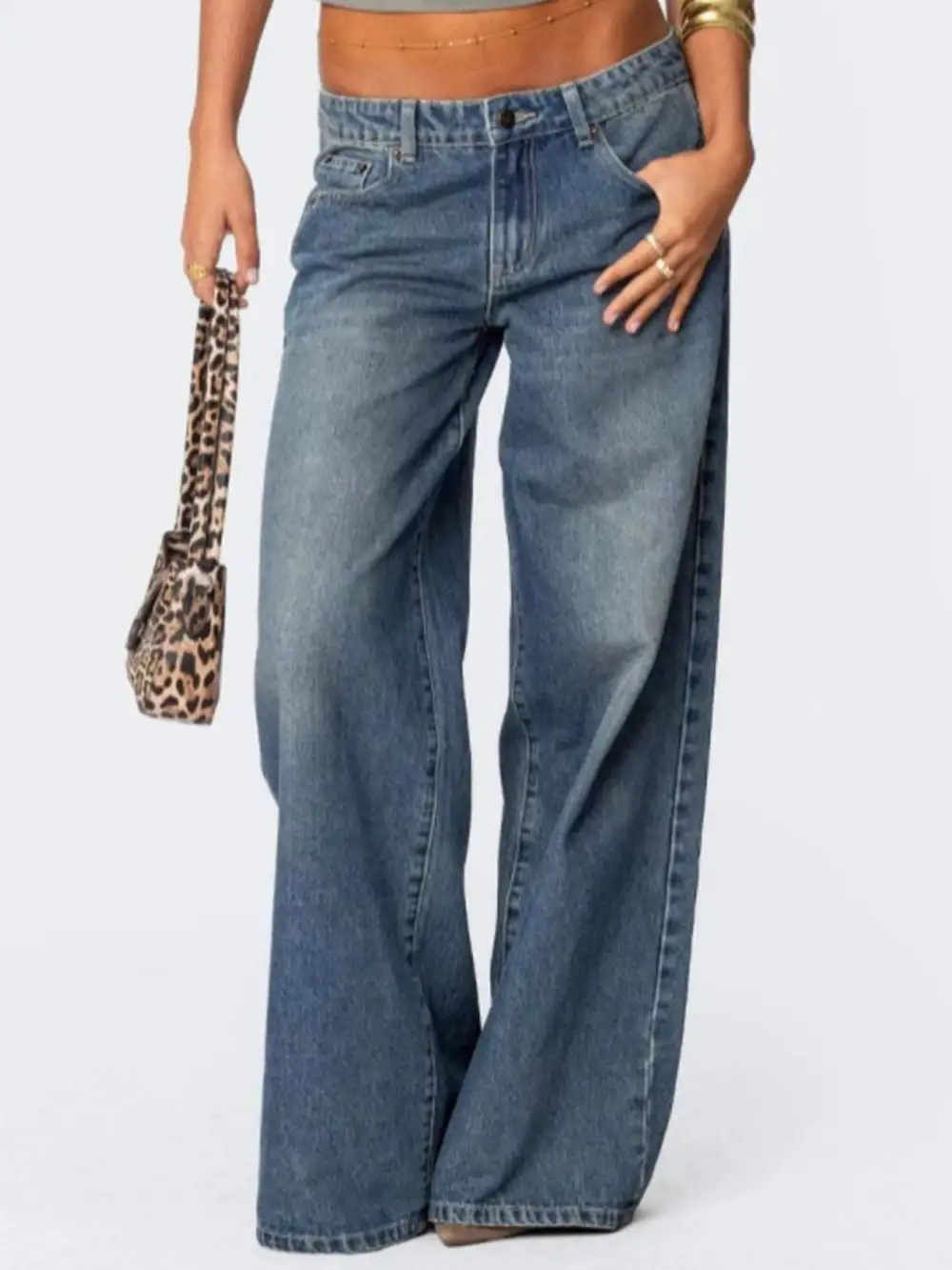 Polished Wide Leg Denim Jeans