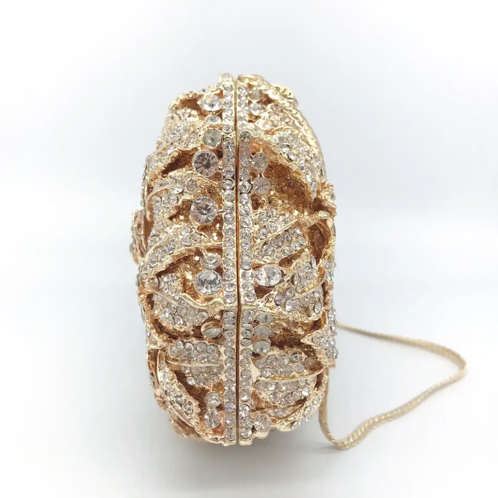 Rhinestone Floral Box Clutch Bag