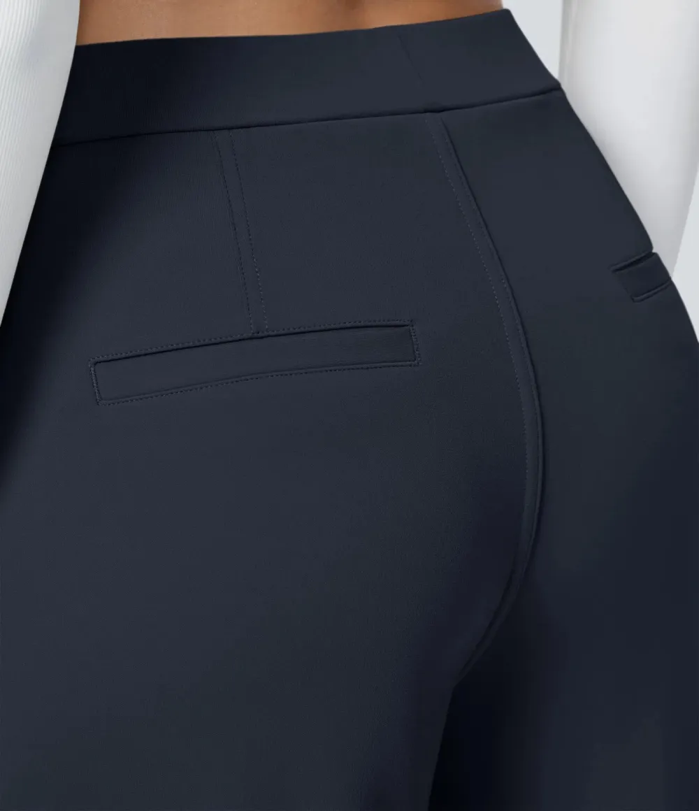 High Waisted Side Pocket Straight Leg Work Pants