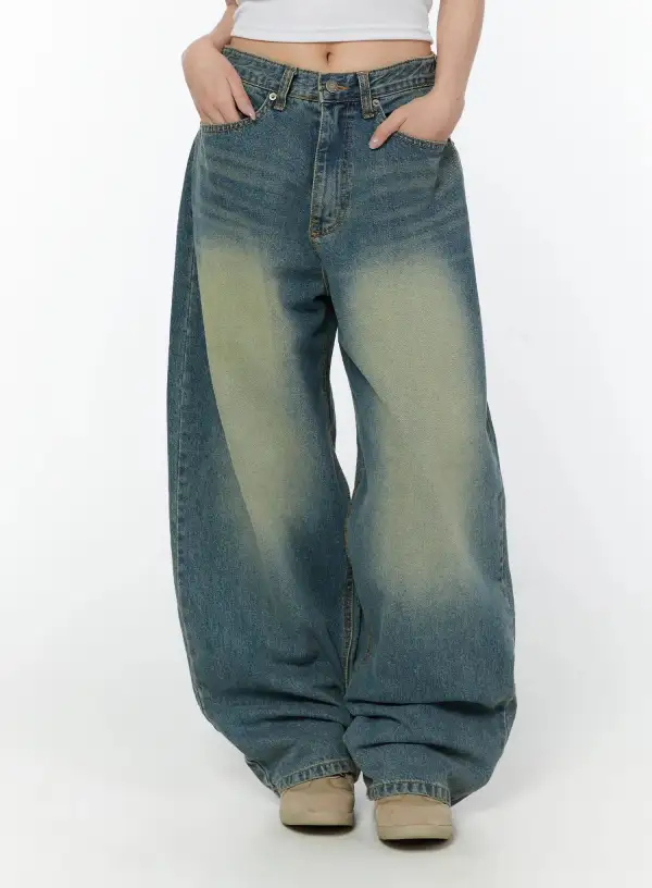 Vintage-Detail Vintage Wide Leg Jeans