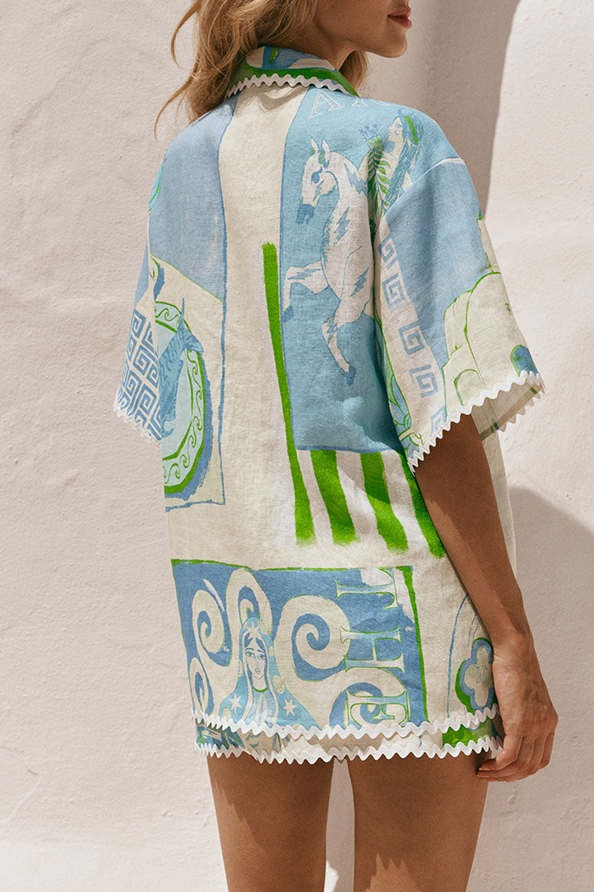 Embroidered Patchwork Short Sleeve Shirt