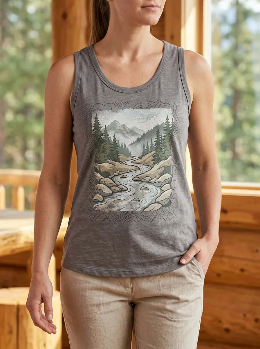 Women's Classic Nature Hiking Lover Mountain River Tank Top
