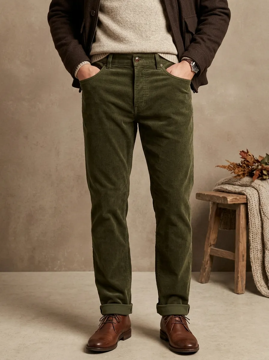 Men's Winter-Ready Warm Corduroy Button-Fly Pants
