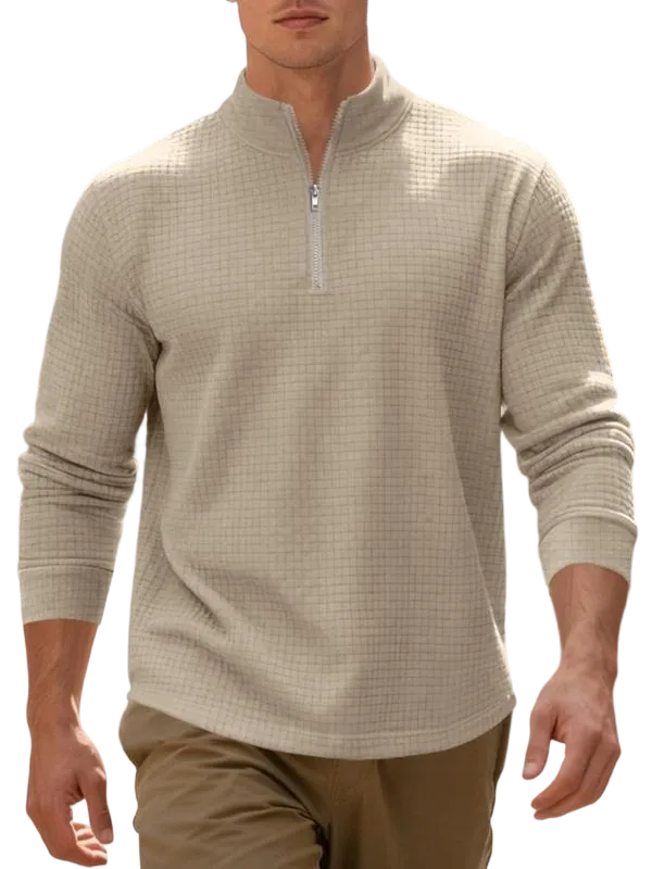 Men's regular fit solid color half-zip sweatshirt