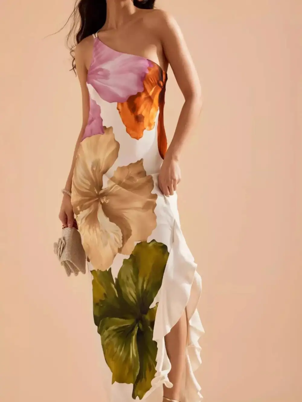 Floral Printed Ruffle Maxi Dress