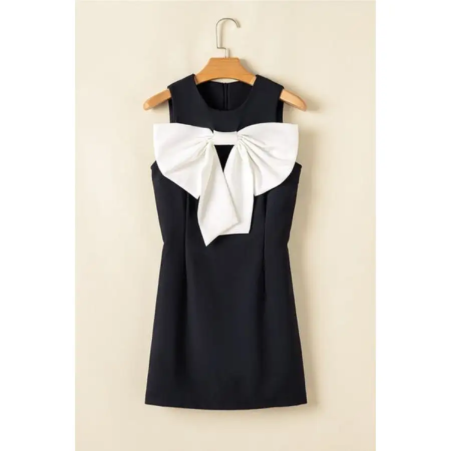 Bow Contrast Sleeveless Mini Dress