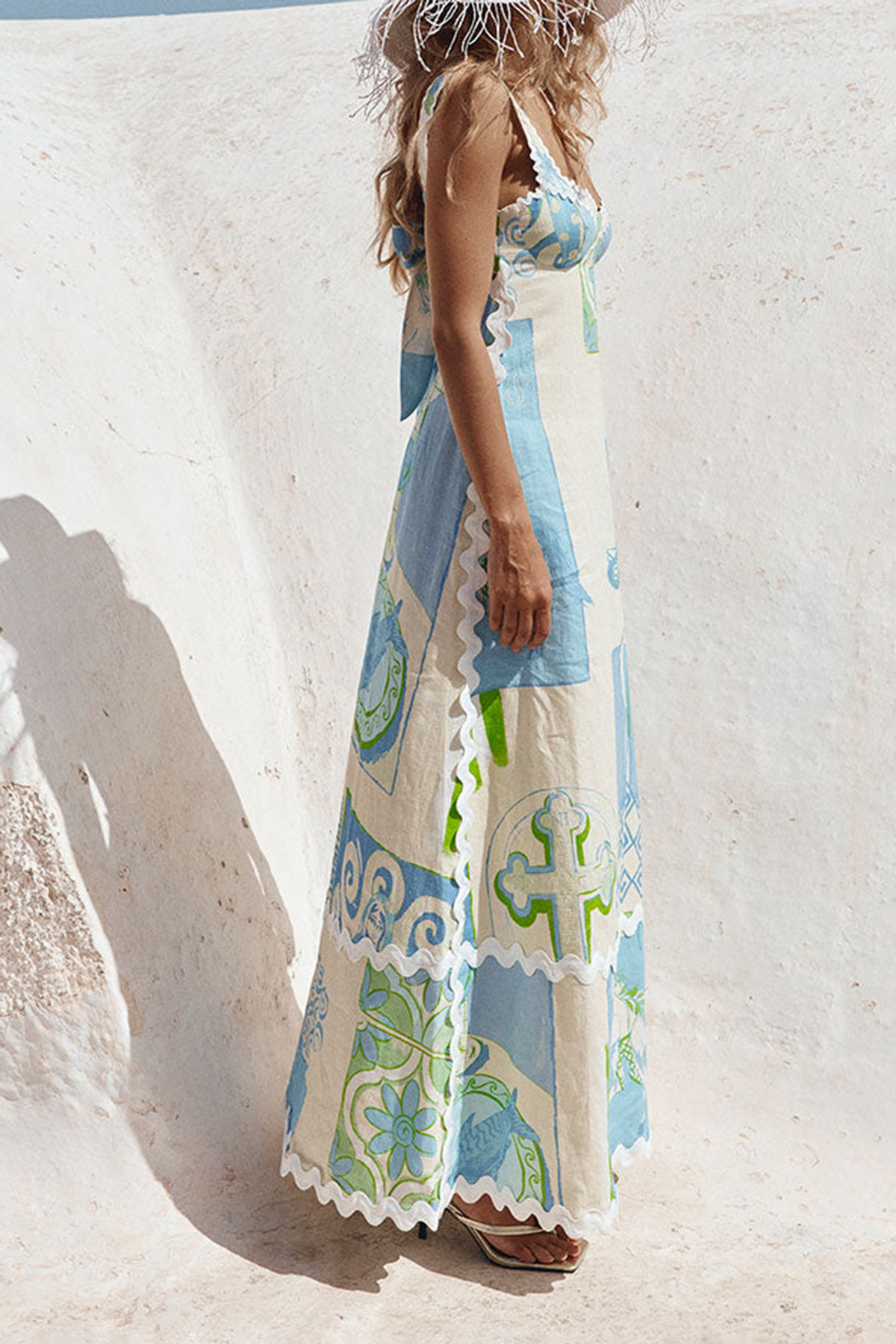Patchwork Print Sleeveless Maxi Dress