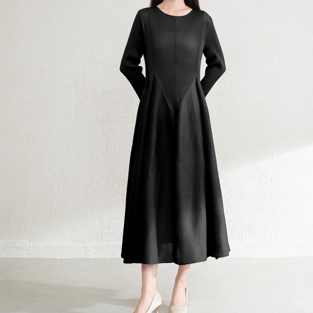 Easy-Wear Round Neck Ruffled Loose Midi Blossom Skirt