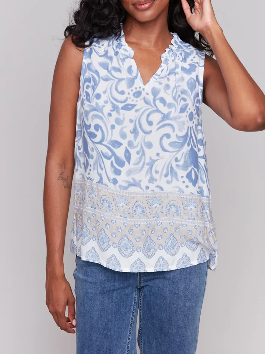 V-Neck Sleeveless Top With Casual Holiday Style