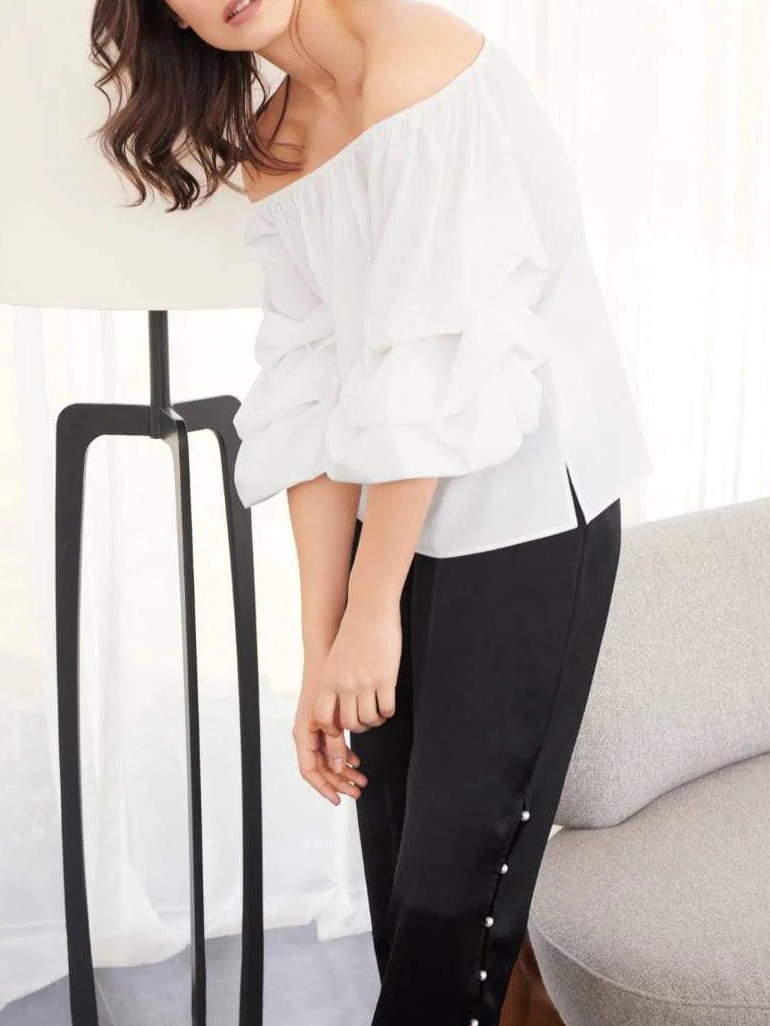 White Off - Shoulder Puff - Sleeve Top