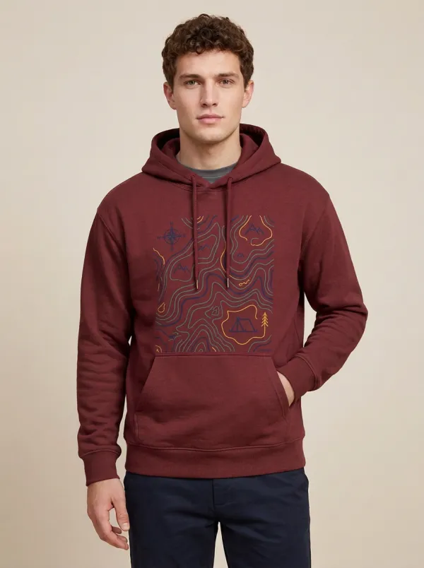 Men's Ridge Camping Hiking Explorer Topographic Graphic Hoodie