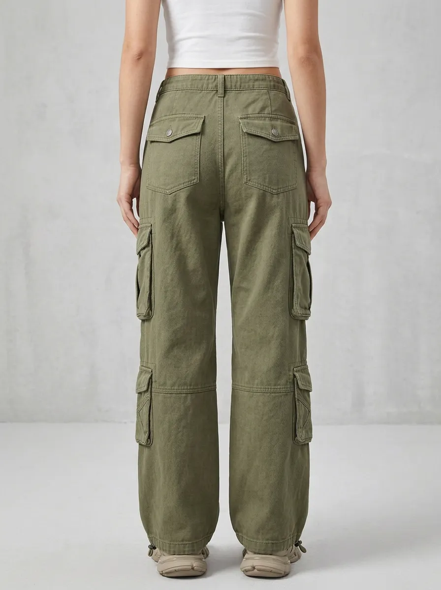 Core Utility Style Multi Pocket Casual Look Women's Multi Pocket Cargo Pants