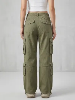 Core Utility Style Multi Pocket Casual Look Women's Multi Pocket Cargo Pants