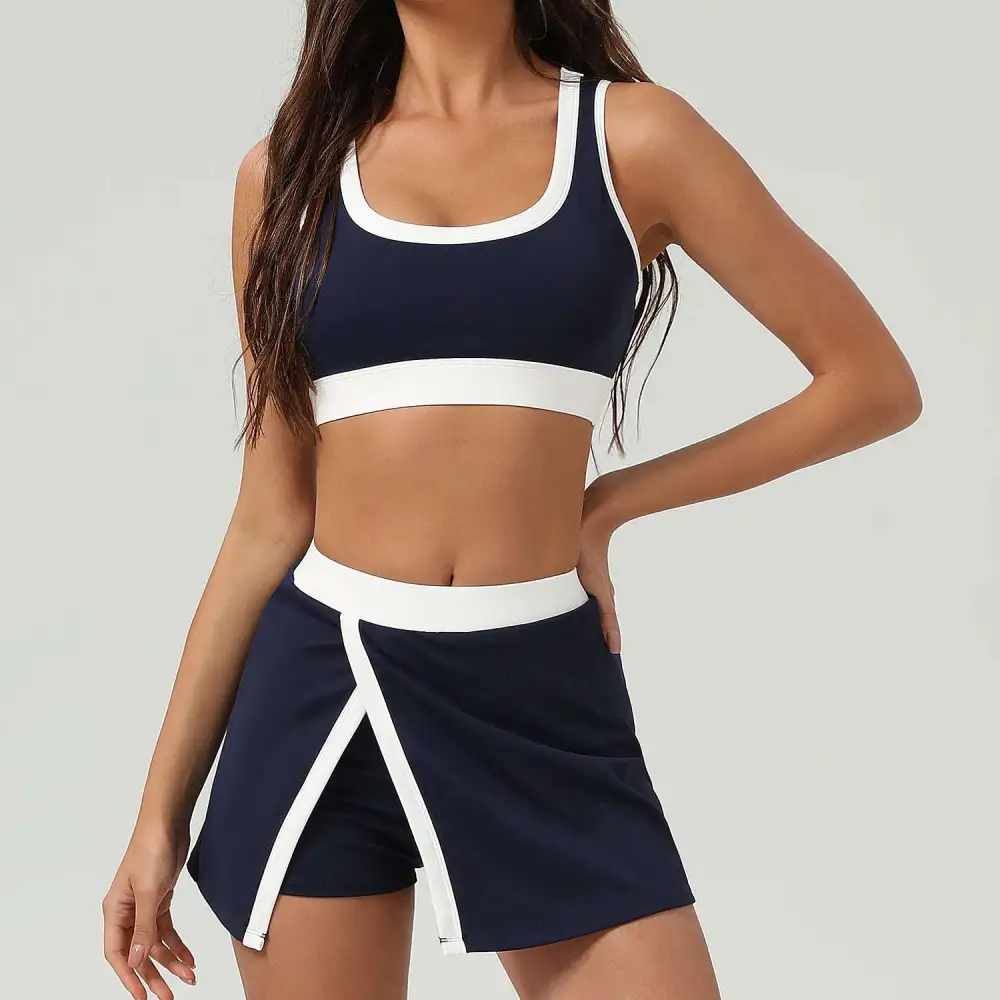 Contrast-Trim Quick-Dry Bra, Skort and Shorts Active Set