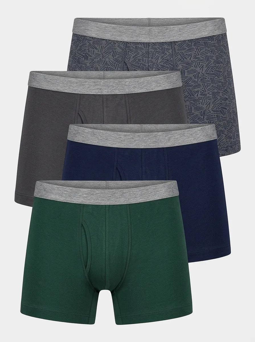 Easy-Wear Geometric Fit Men' Four Pack Boxer Briefs