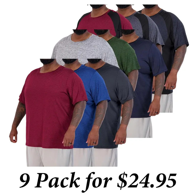 9PACK-Men’S Big & Tall Tech Stretch Short-Sleeve