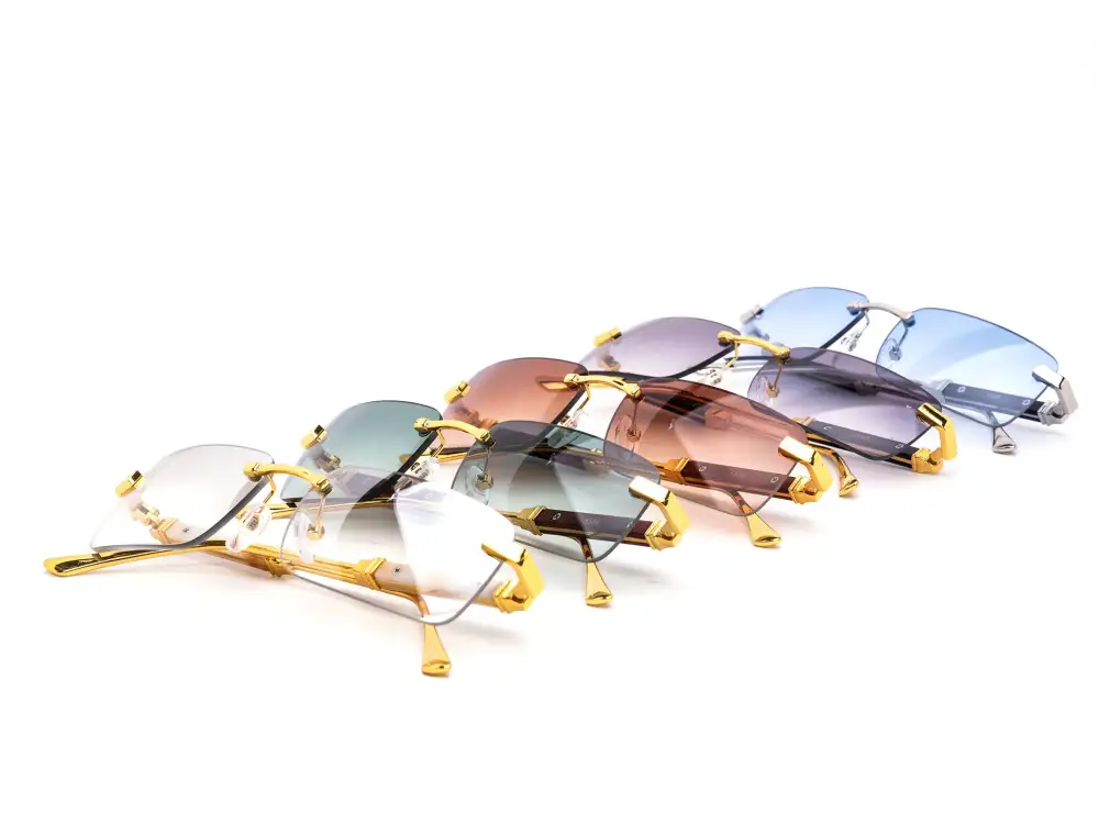 12-Pack Classic Rimless Rectangle Gradient Sunglasses