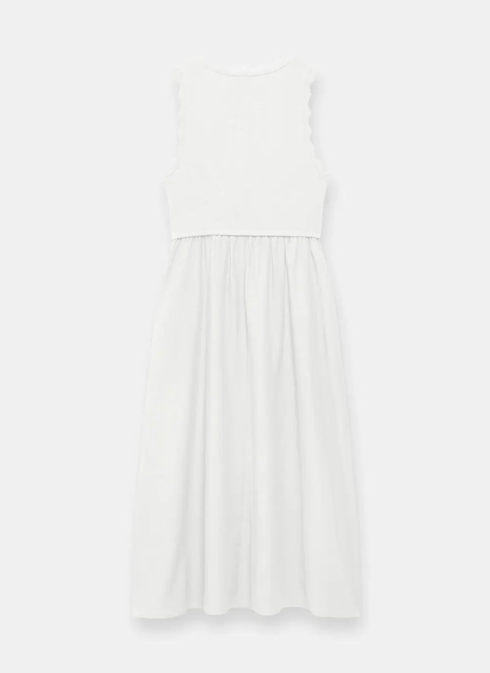 Casual Style Sleeveless Scallop Midi Dress