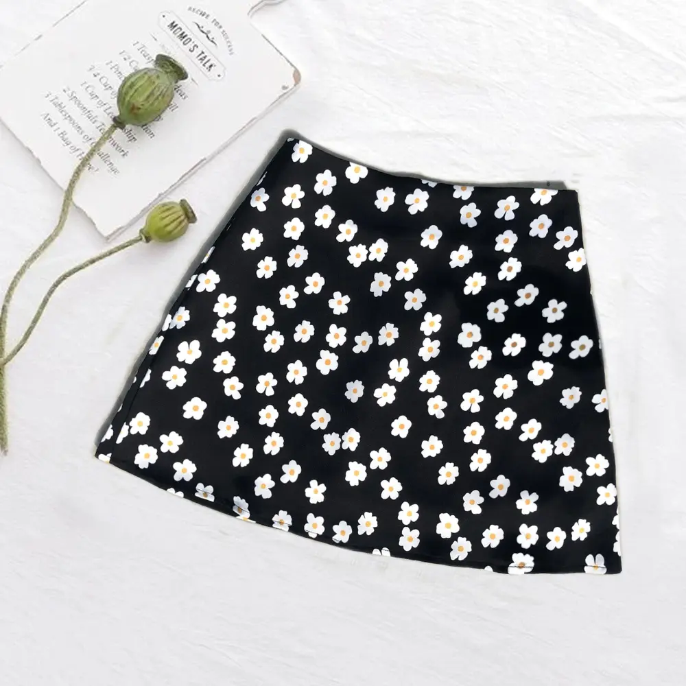 Satin Silk Floral Skirt