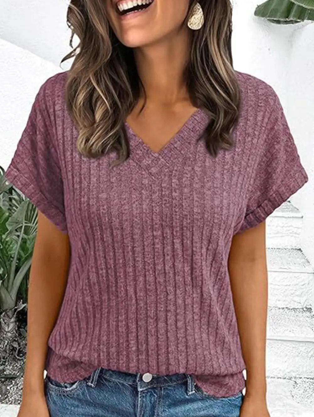 Draped V Neck Tee
