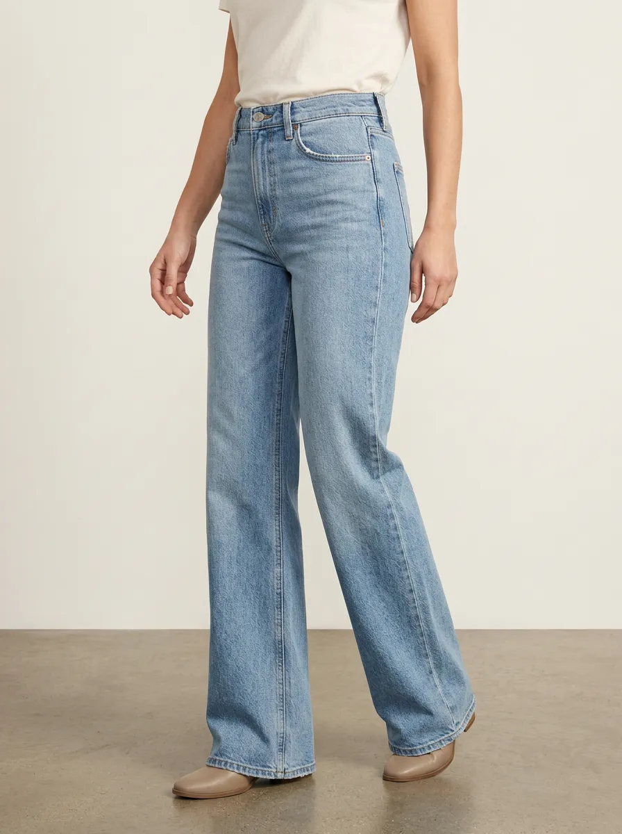 Women's Classic Wide Leg High Rise Denim Jeans