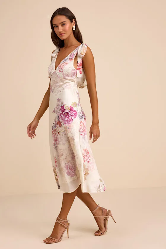 Zoella Pale Mint Floral Satin Tie-Strap Midi Dress