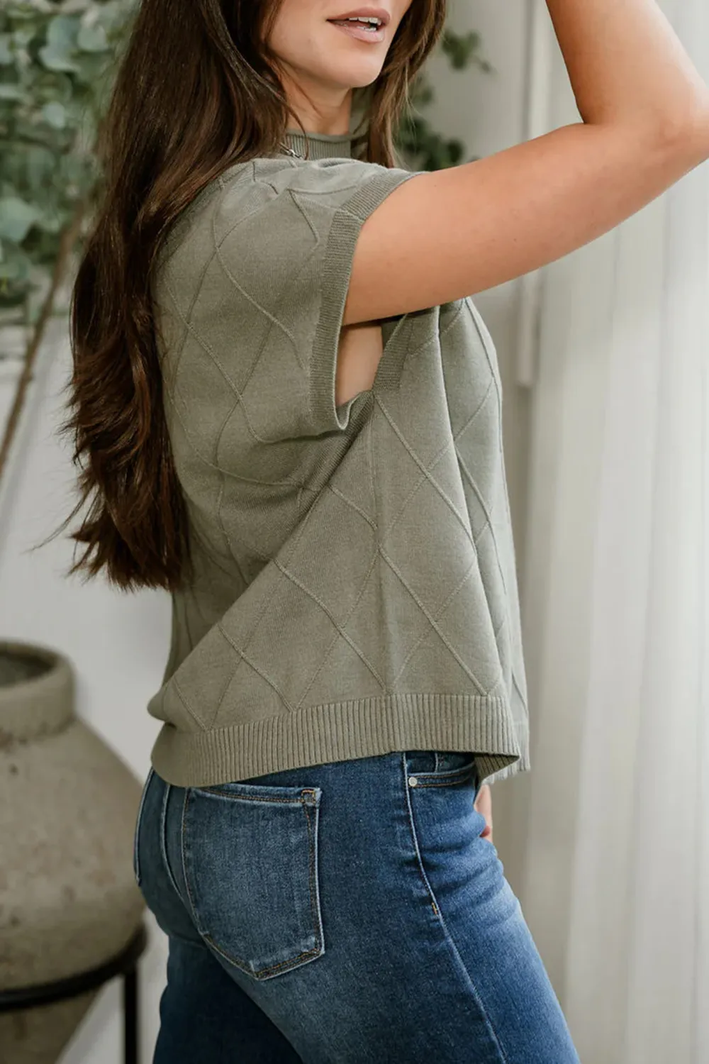 Argyle Pattern Round Neck Vest Tank