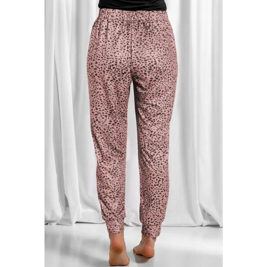 Full Size Leopard Drawstring Pocketed Pants