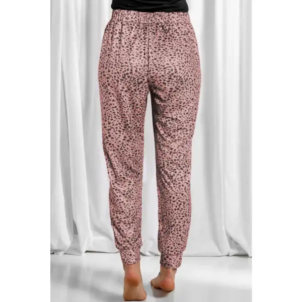 Full Size Leopard Drawstring Pocketed Pants