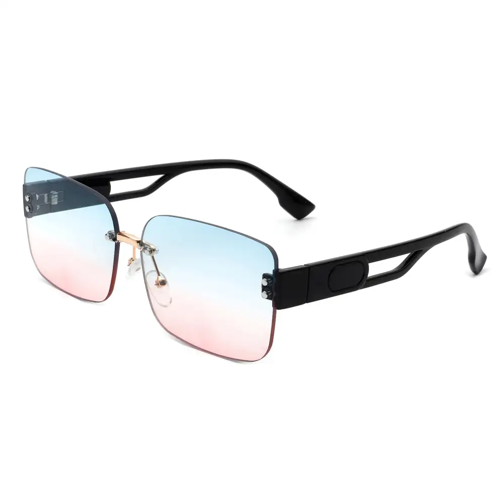Scalloped Rectangle Square Frame Sunglasses