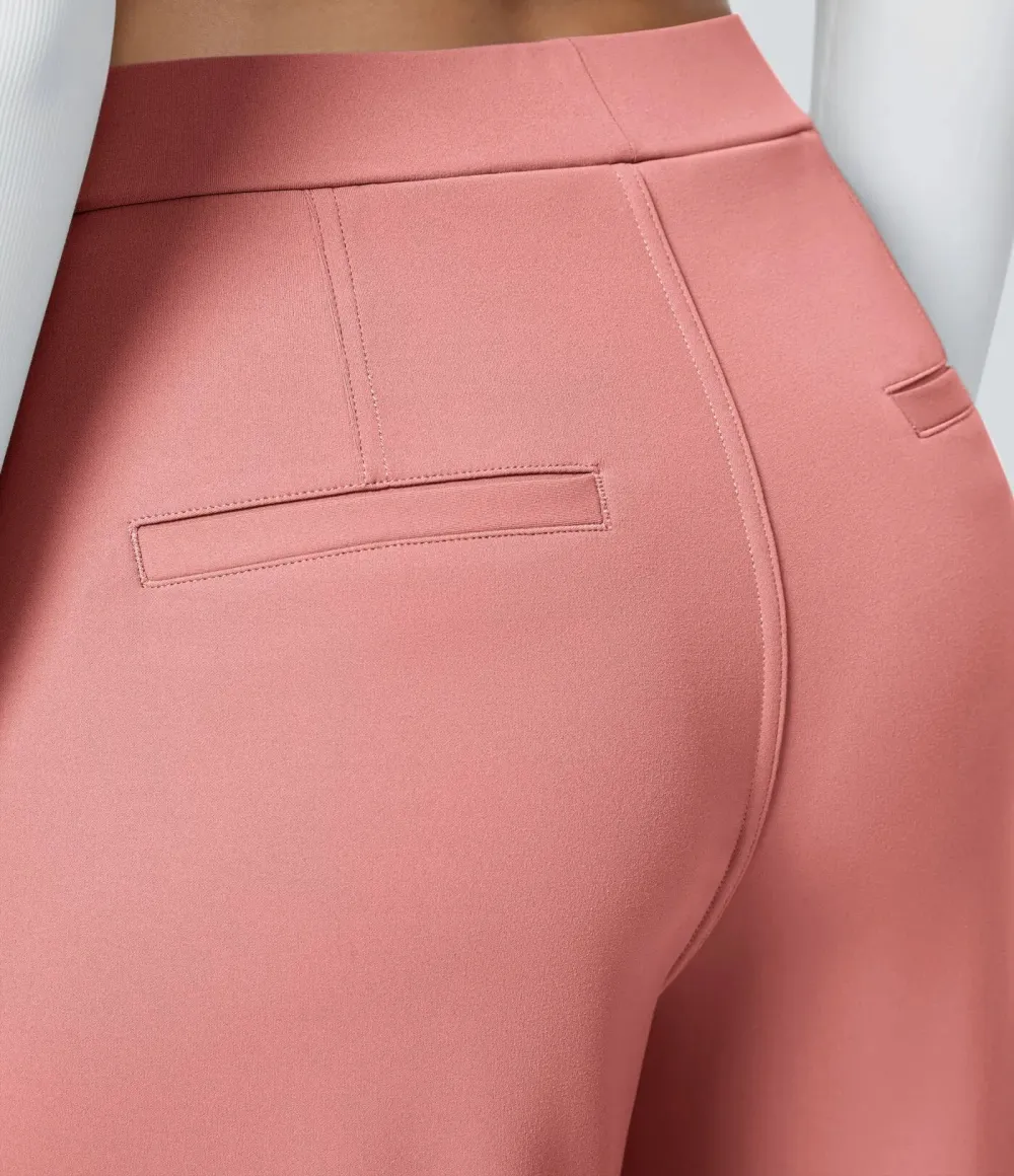 High Waisted Side Pocket Straight Leg Work Pants