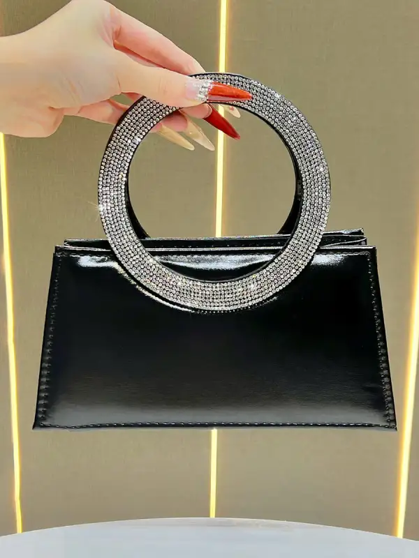Chain Rhinestone Paneled Clutch Bag