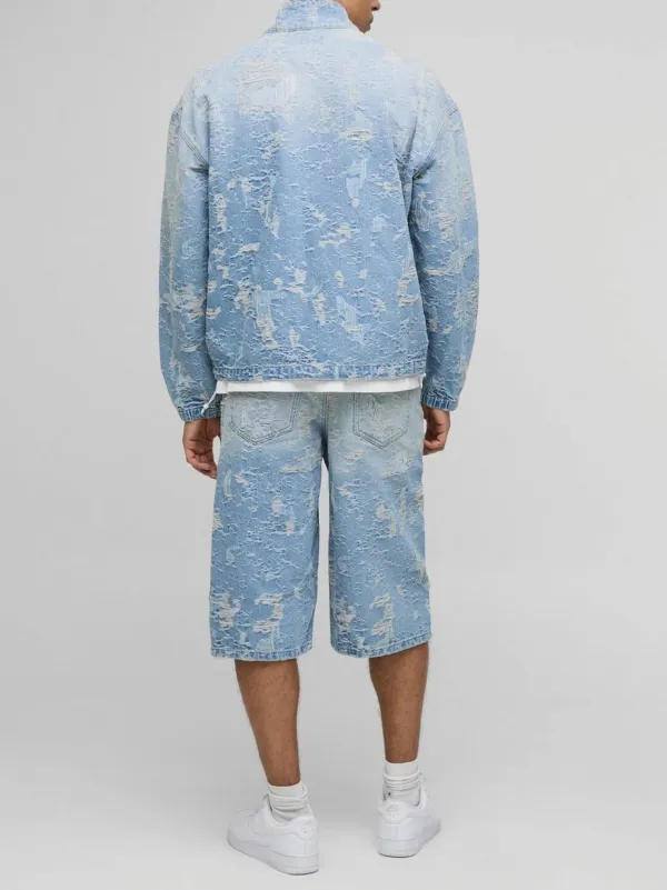 Spring And Summer Regular Distressed Denim Jorts