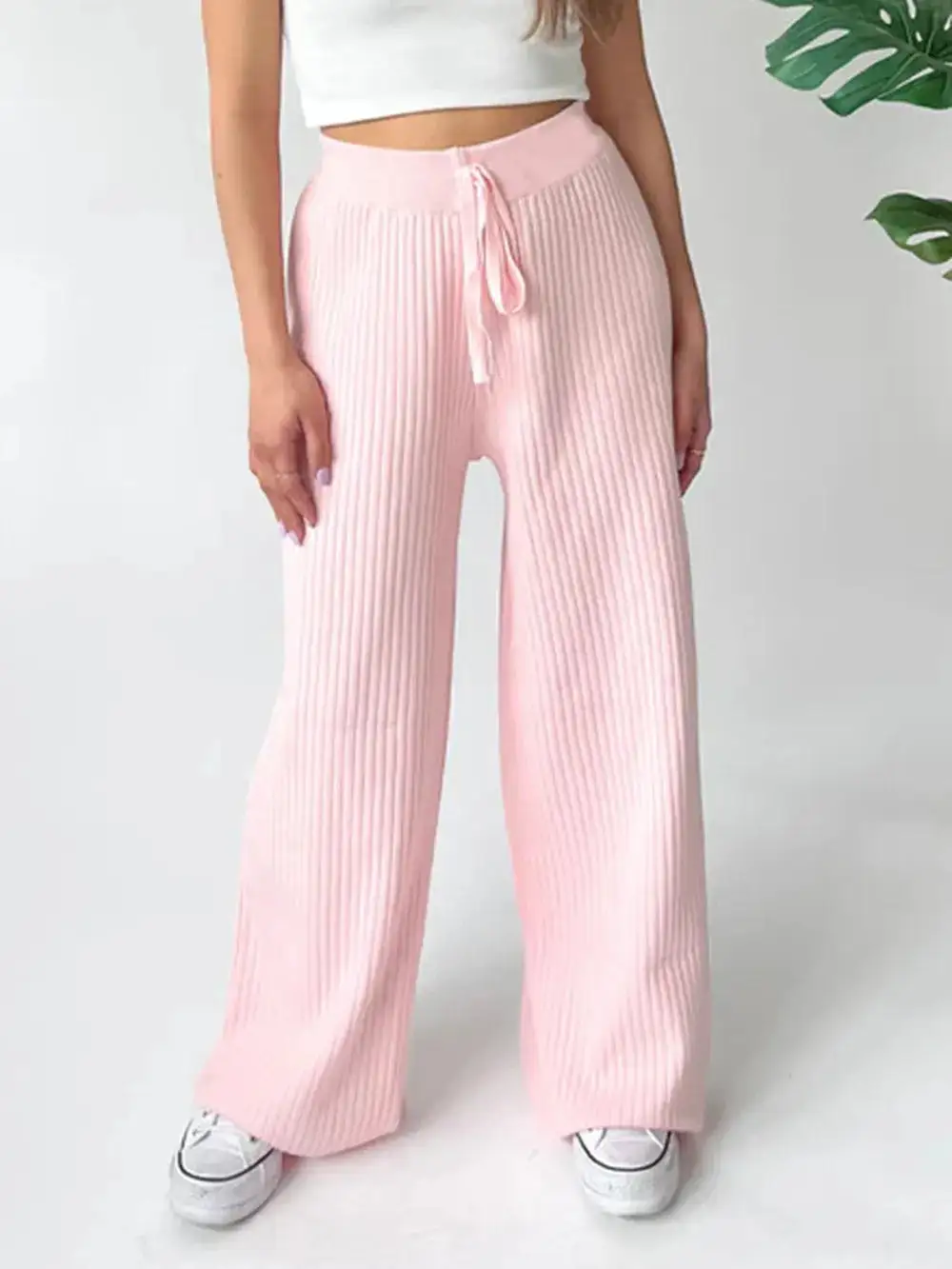 Wide Leg Ribbed Pants