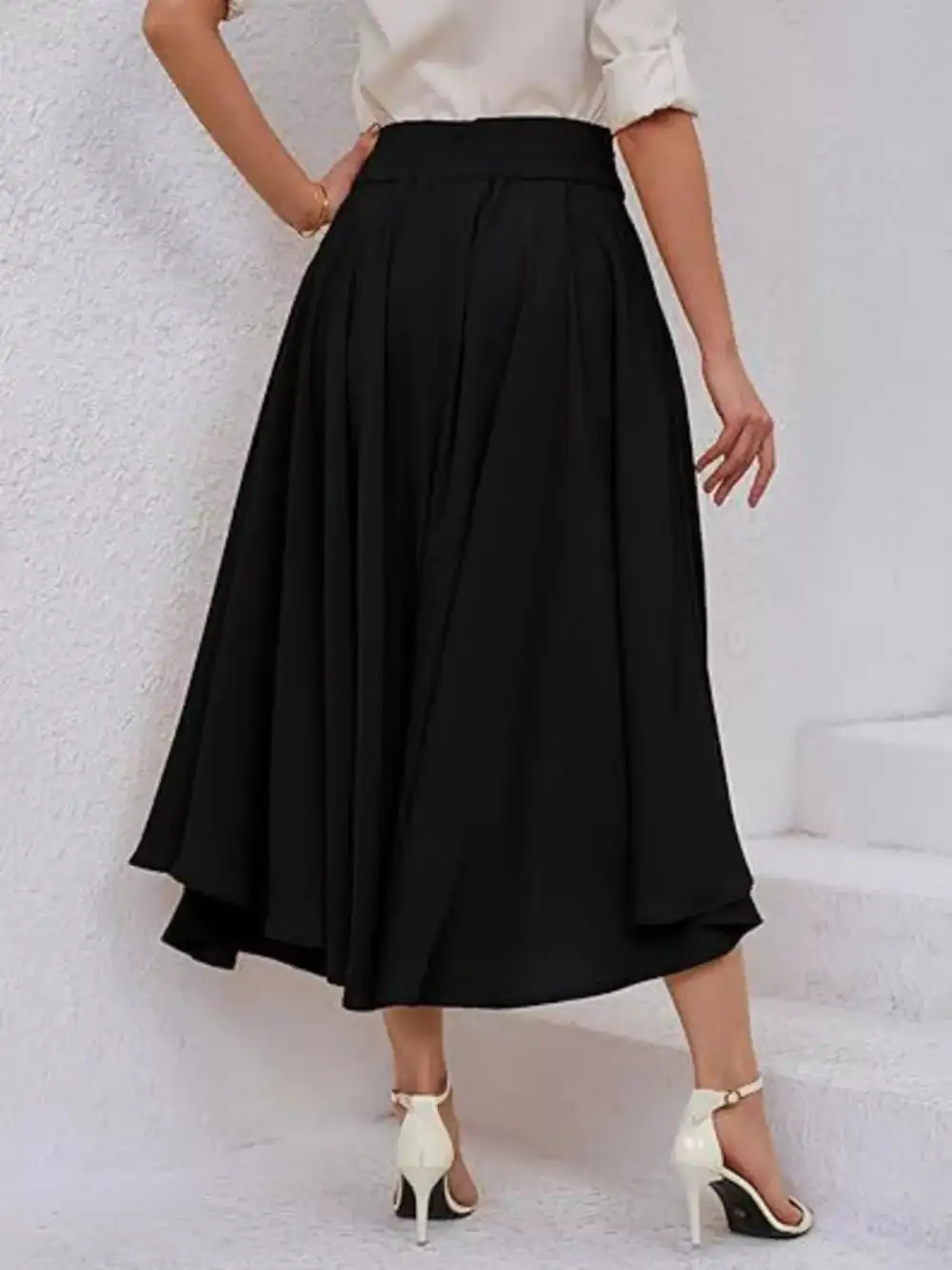 Tie-waist A-line Midi Skirt