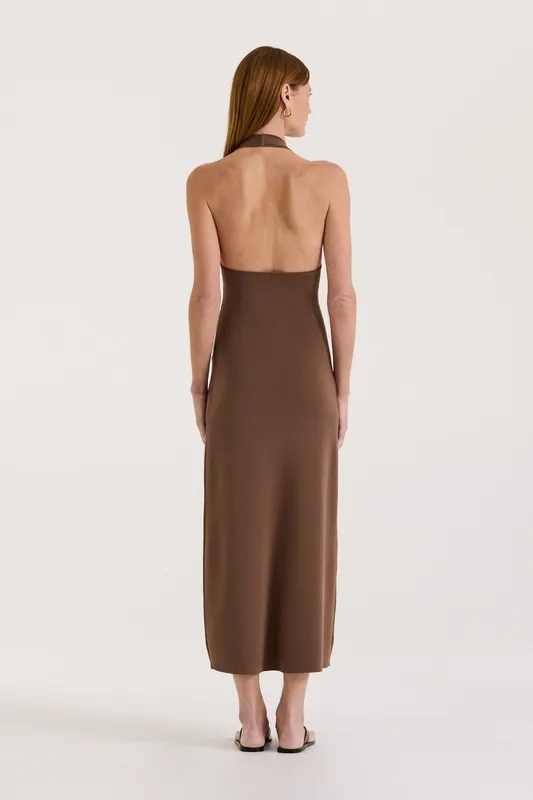 Cocoa Halter Knit Maxi Dress