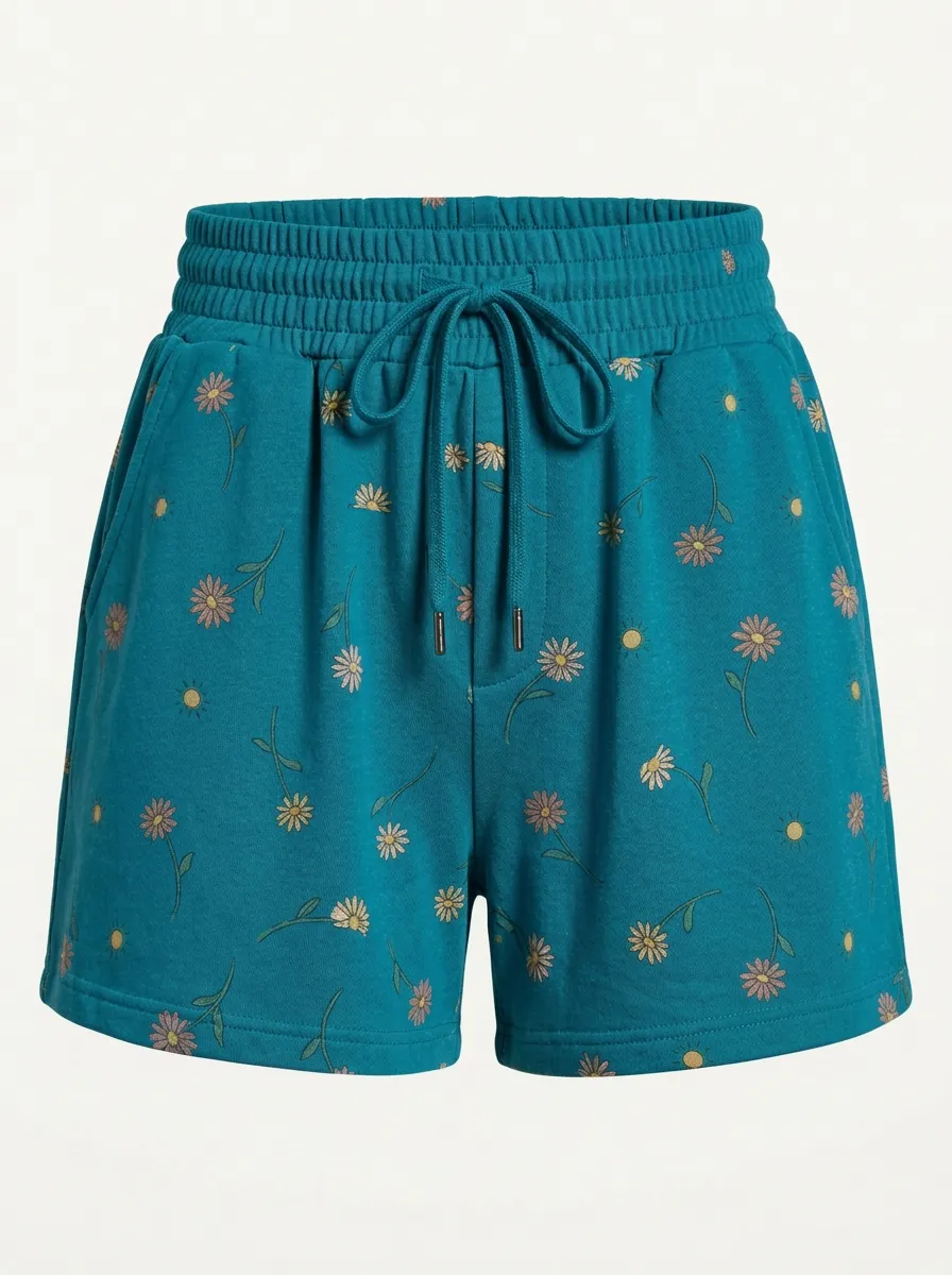 Women's Floral Sun-Print Drawstring Shorts