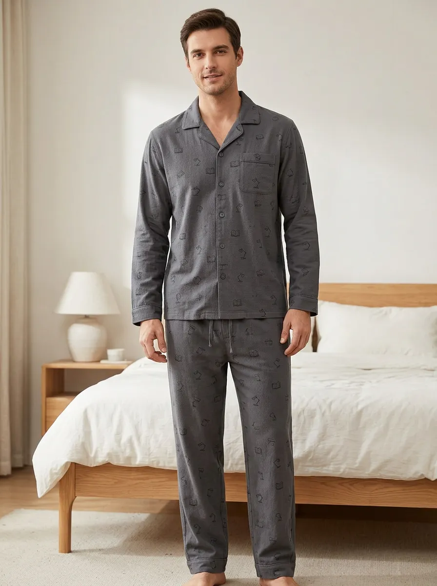Minimal Look Classic Men's Pajama Set